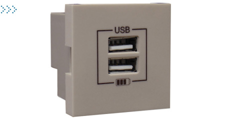 Двойная USB розетка, зарядная, платина